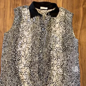 Equipment Womens Black & White Polka Dot Silk S